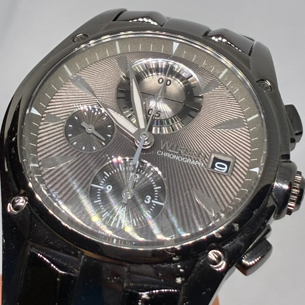 Seiko WIRED Chronograph 7T92-0GK0 Black IP Stainless Steel Quartz Men's Watch